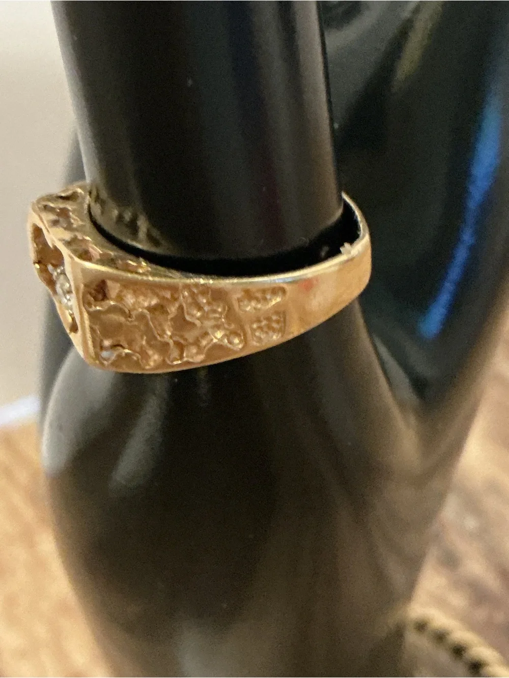 Men’s Vintage 14K Yellow Gold Diamond Nugget Ring Size 8 5.1g 0.35ct